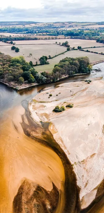 Le bec d'allier, confluence Loire-Allier vu du ciel