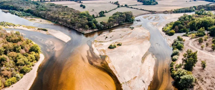 Le bec d'allier, confluence Loire-Allier vu du ciel